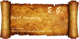 Reif Gergely névjegykártya